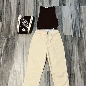 Hollister cream corduroy pants. Size 24